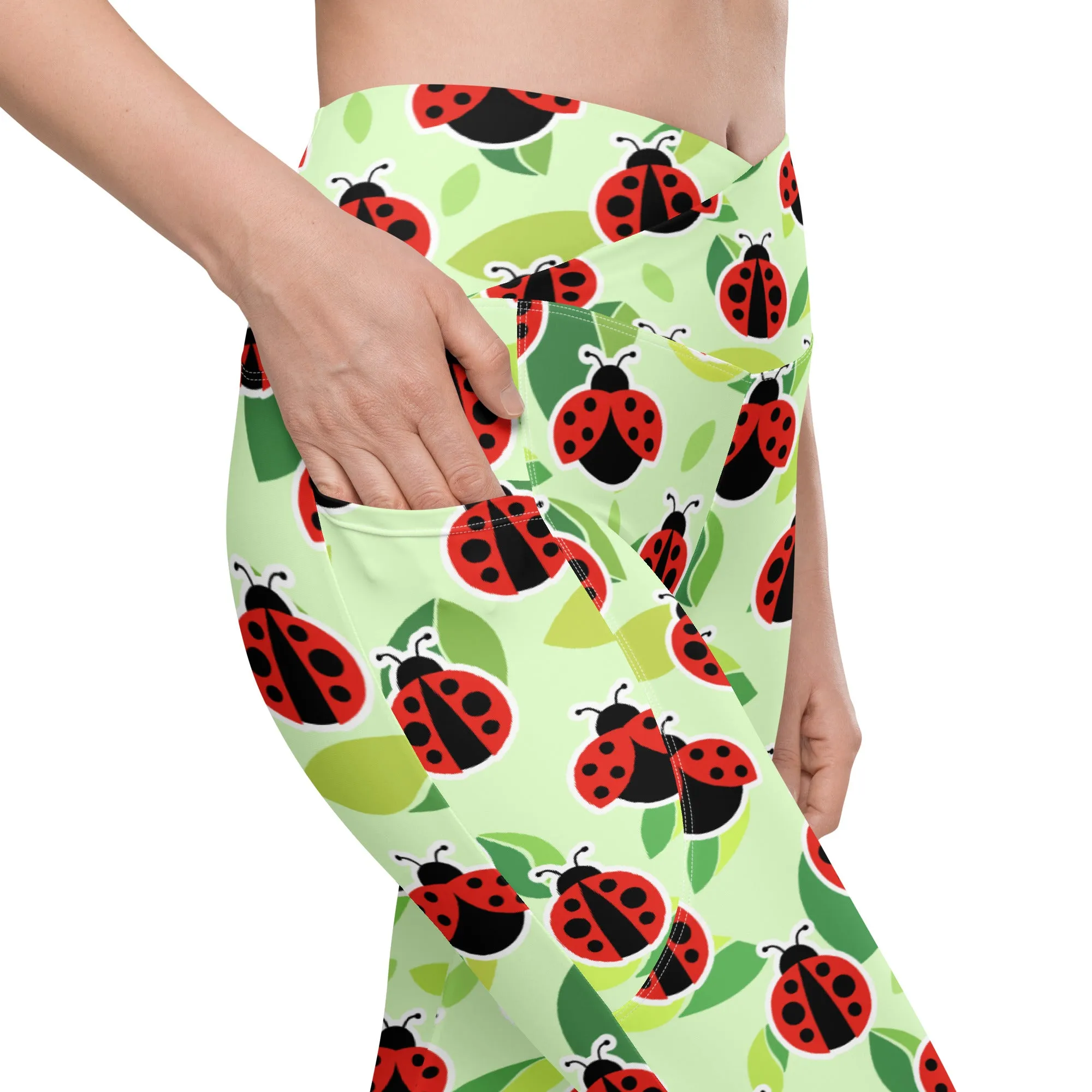 Ladybugs Crossover Leggings With Pockets