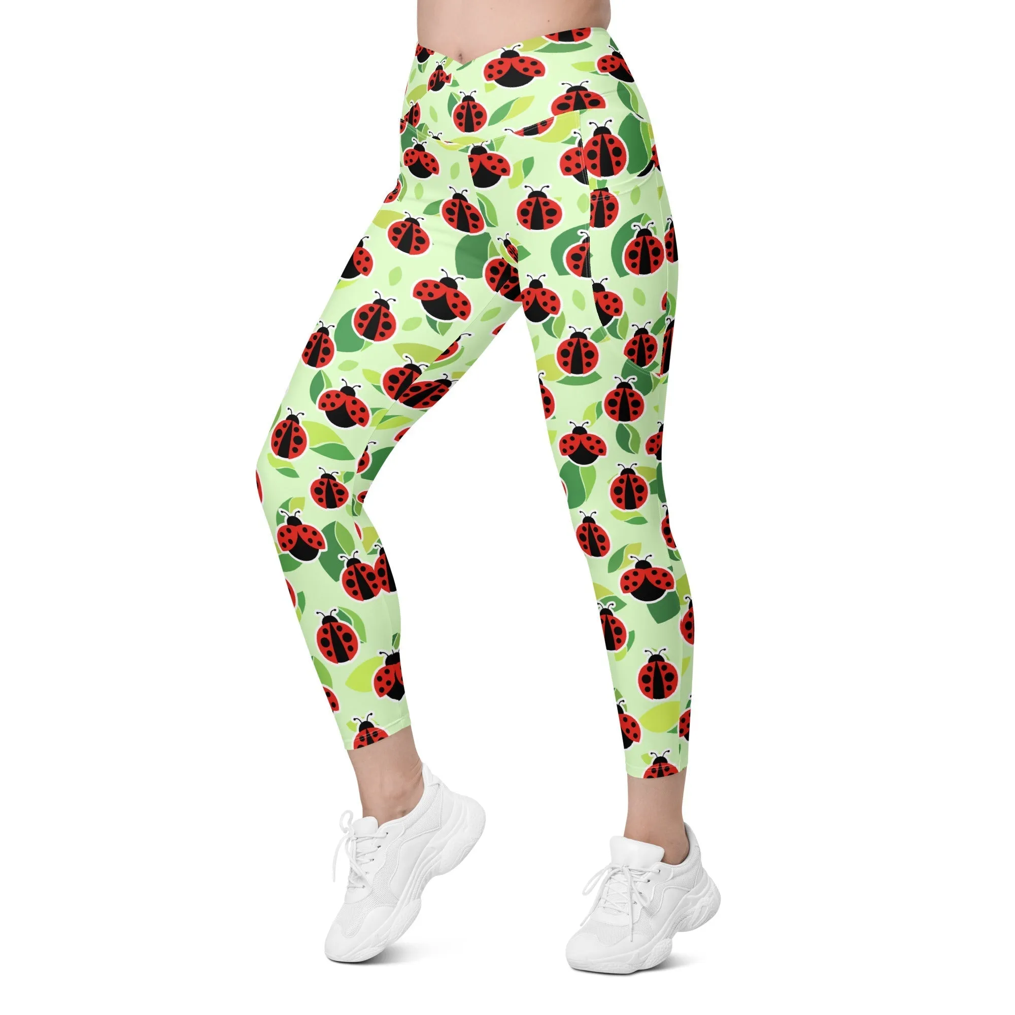 Ladybugs Crossover Leggings With Pockets