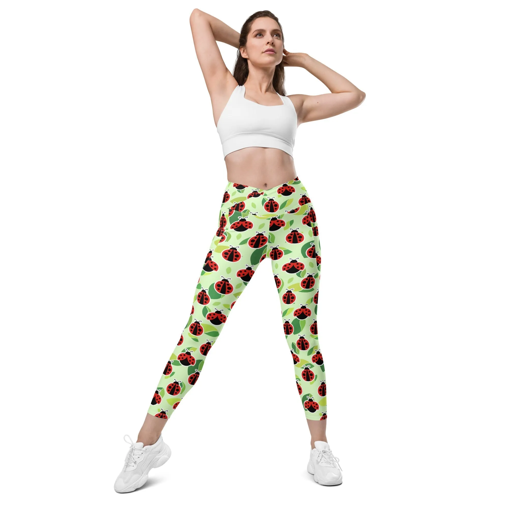 Ladybugs Crossover Leggings With Pockets