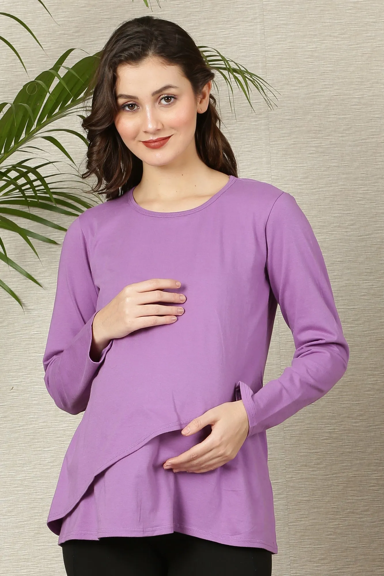 Lavender Maternity & Nursing Flap Top