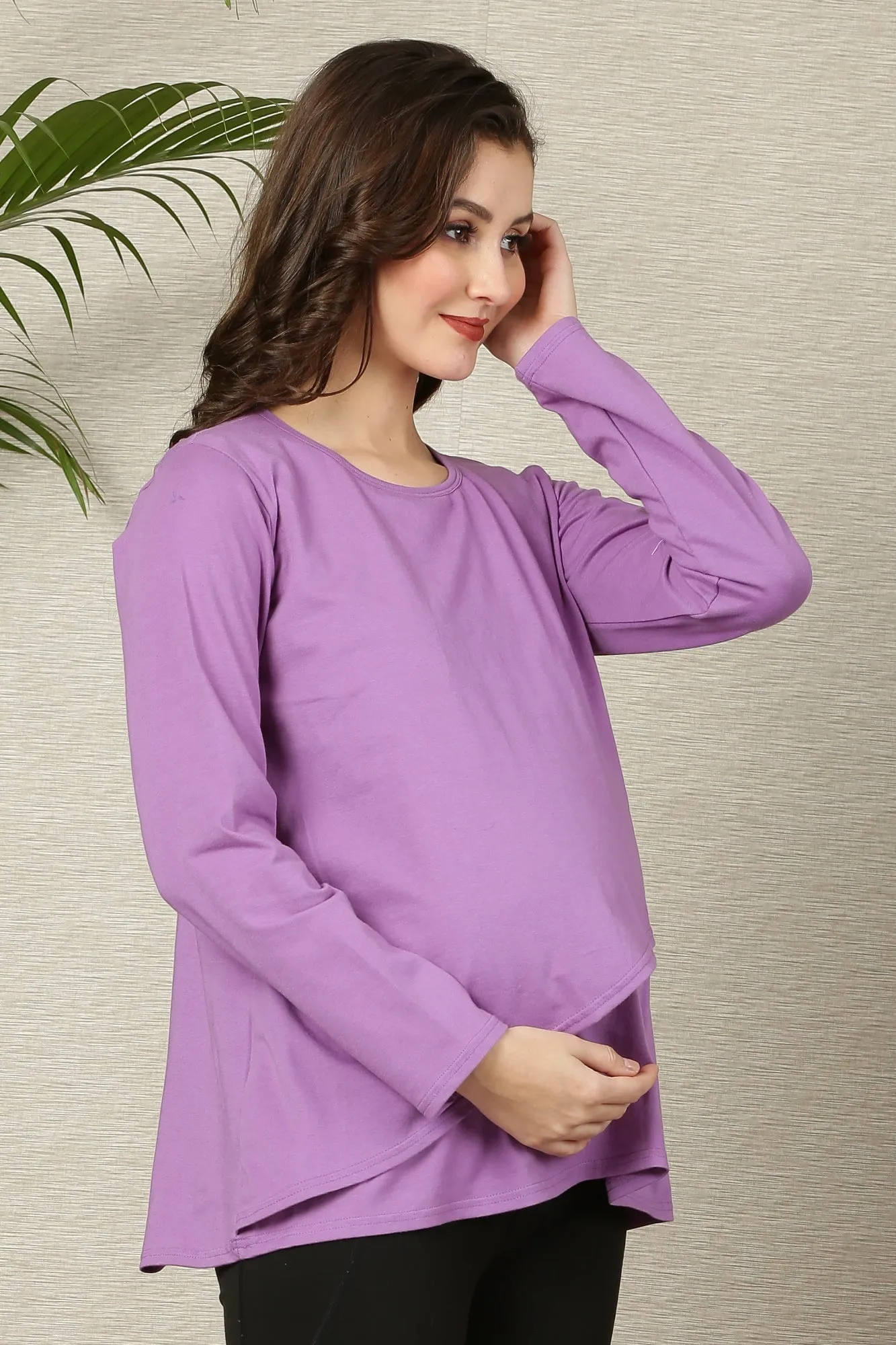 Lavender Maternity & Nursing Flap Top