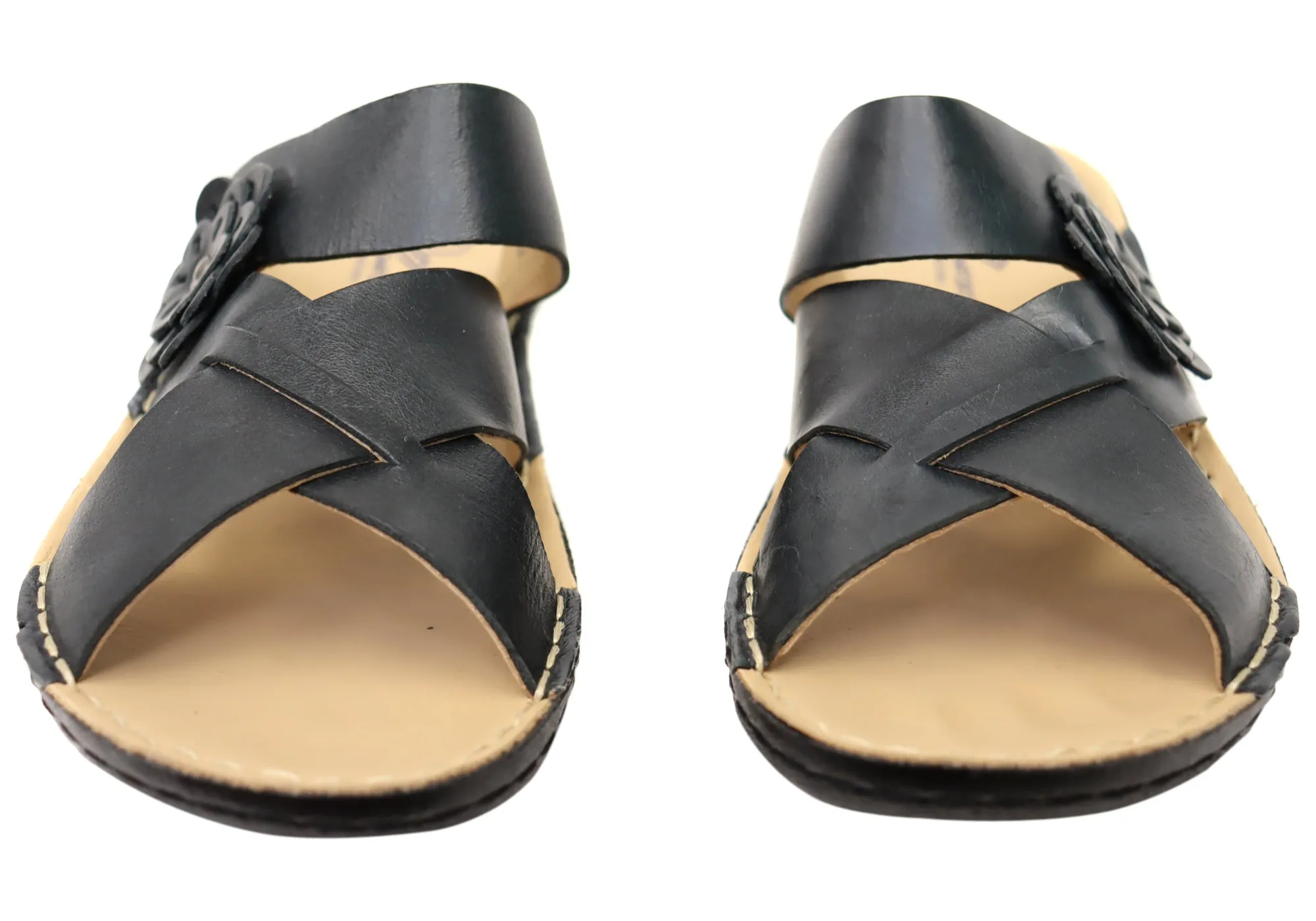 Levecomfort Debra Womens Brazilian Comfortable Leather Slides Sandals