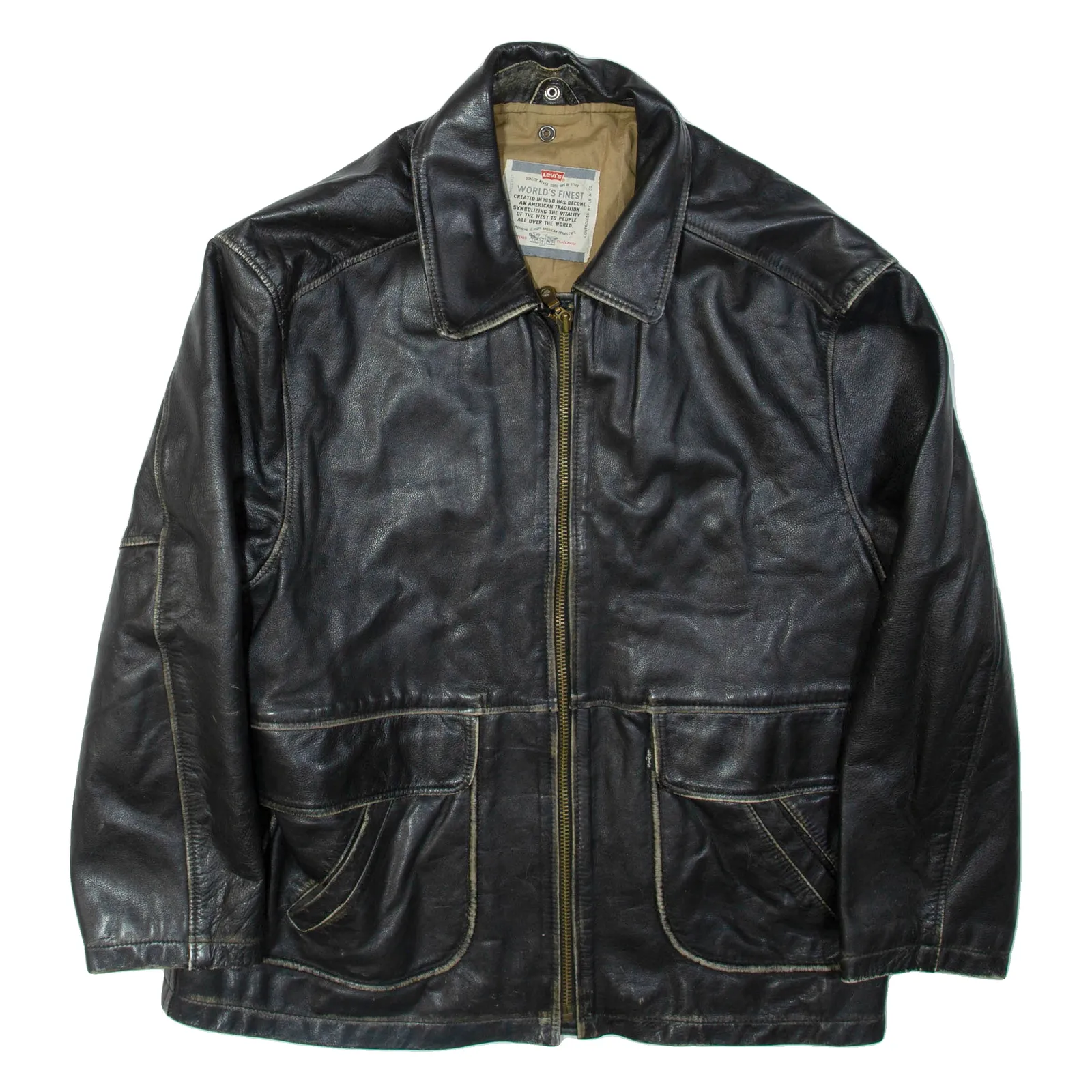 LEVI'S Mens Jacket Black Leather L