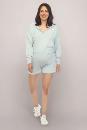 Light Blue Hooded Maternity Romper