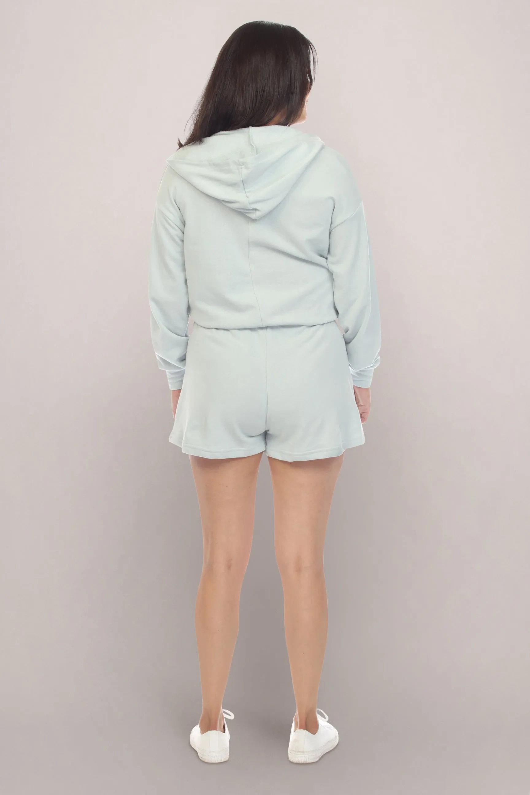 Light Blue Hooded Maternity Romper