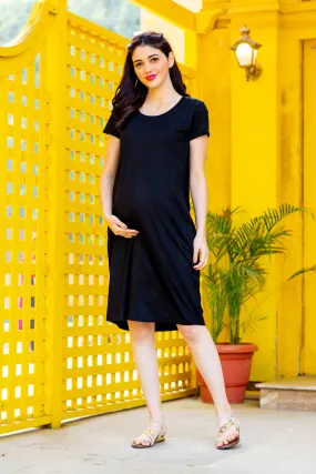 Little Black Stretchable Maternity Night Dress