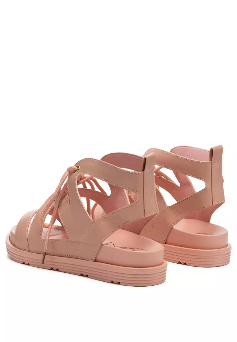 London Rag Tie-Up Flat Sandals in Pink