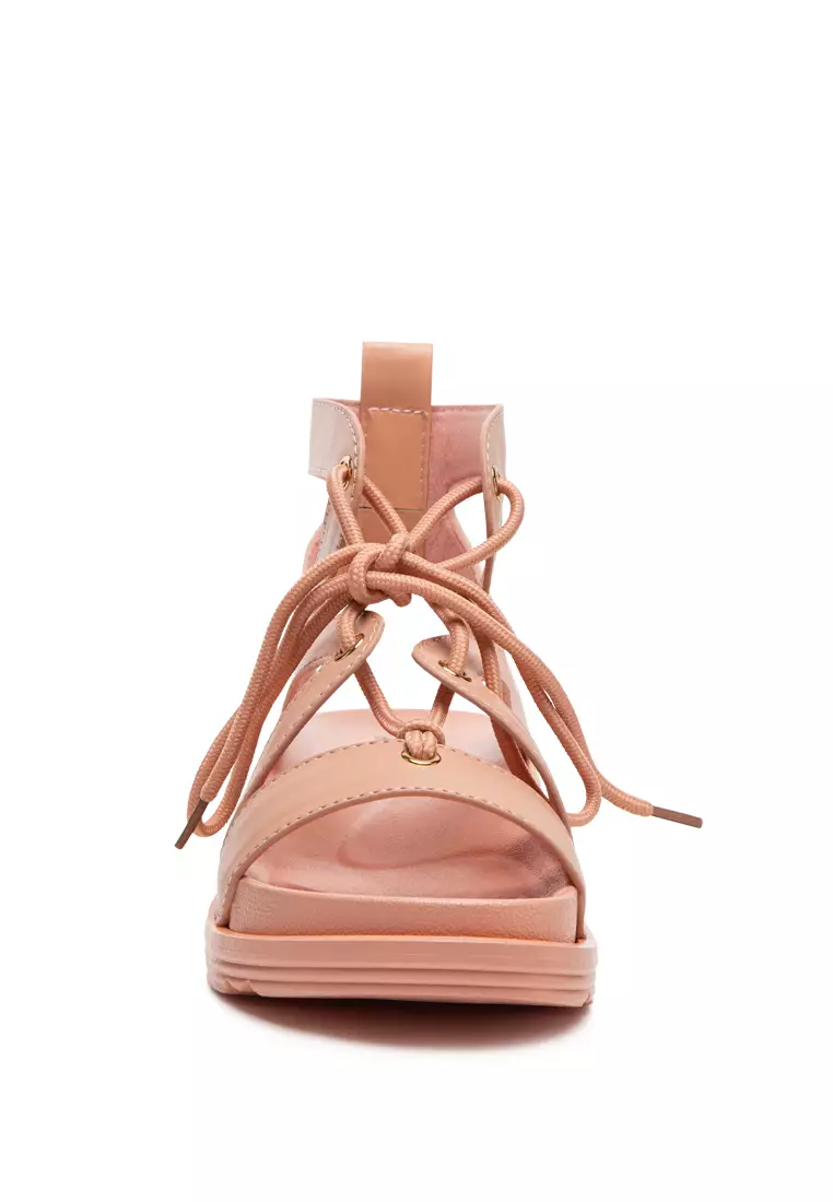 London Rag Tie-Up Flat Sandals in Pink