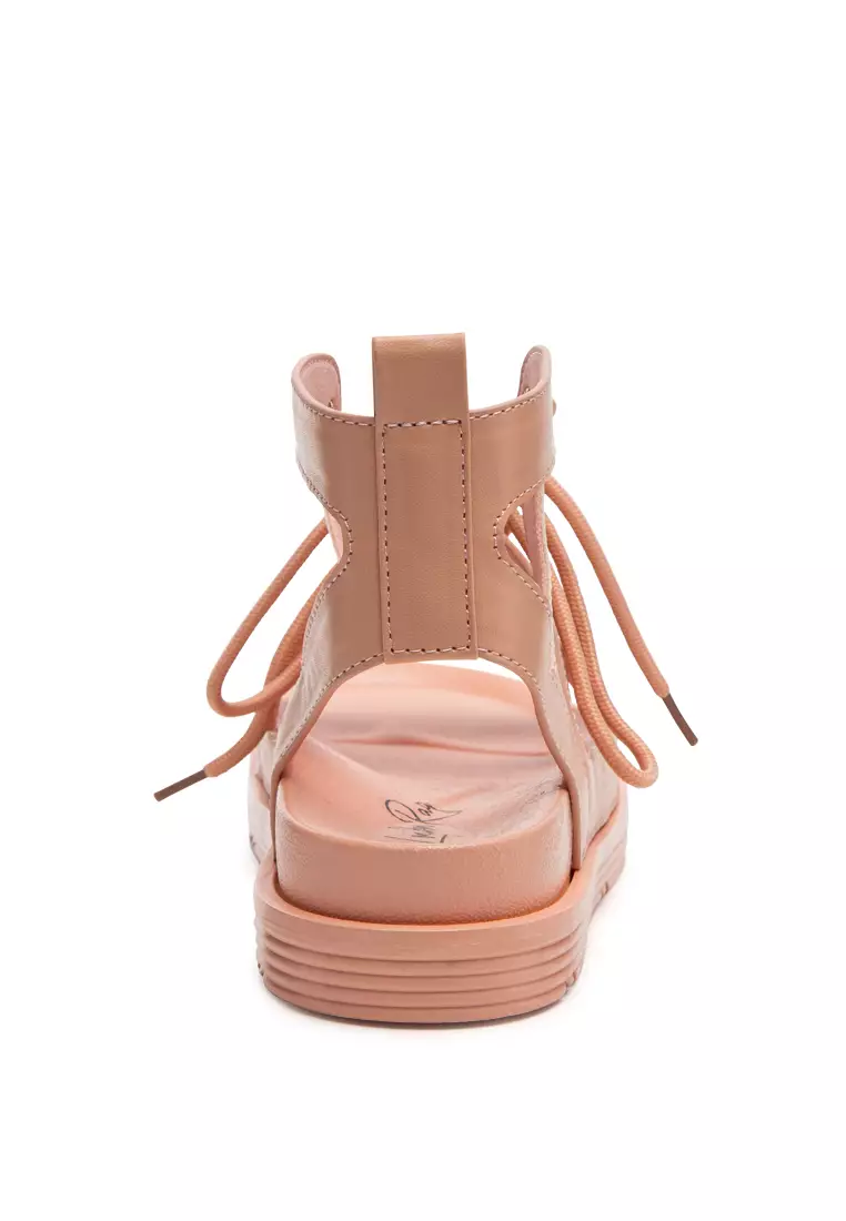 London Rag Tie-Up Flat Sandals in Pink