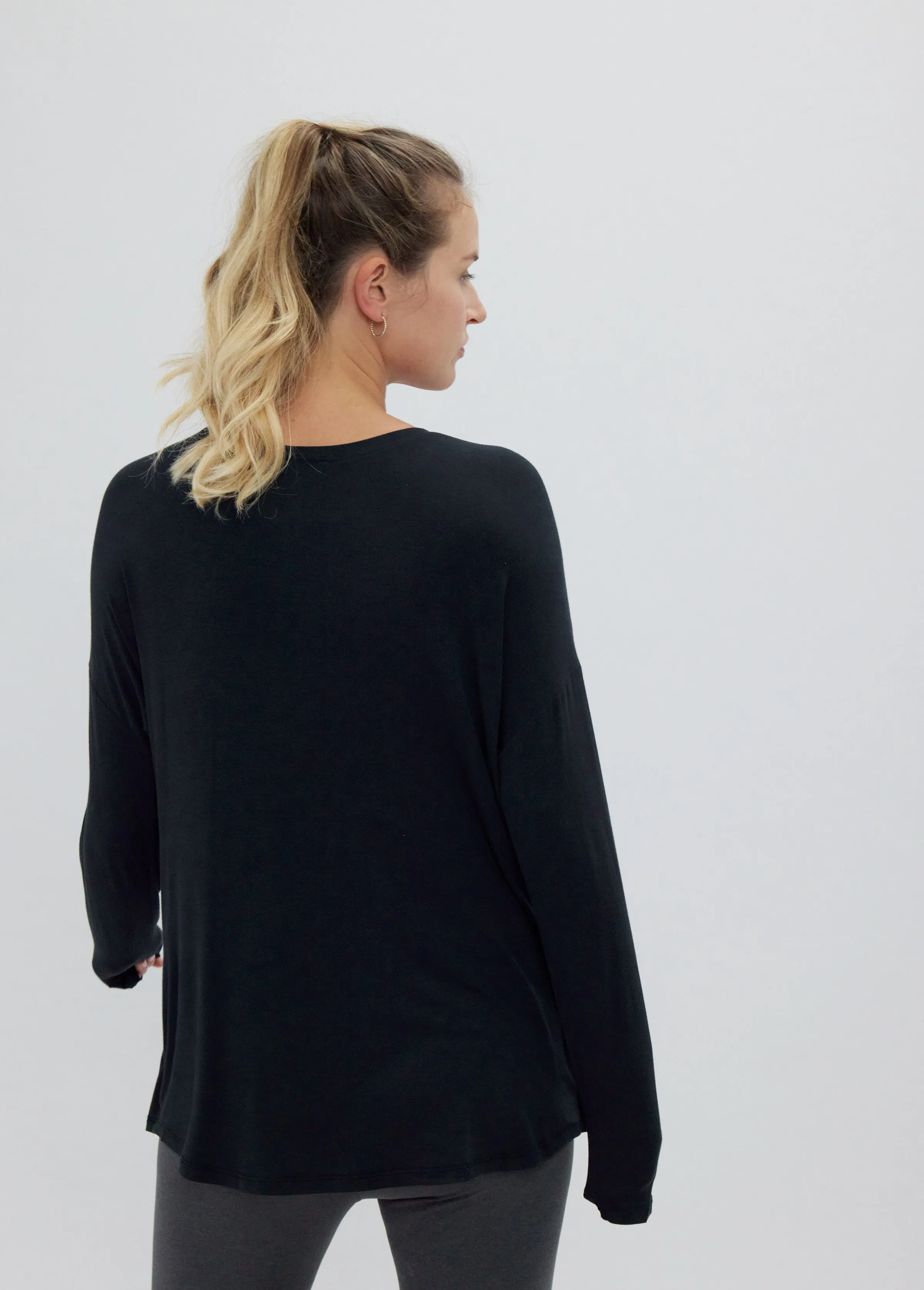 Long Sleeve Maternity + Nursing Top Black