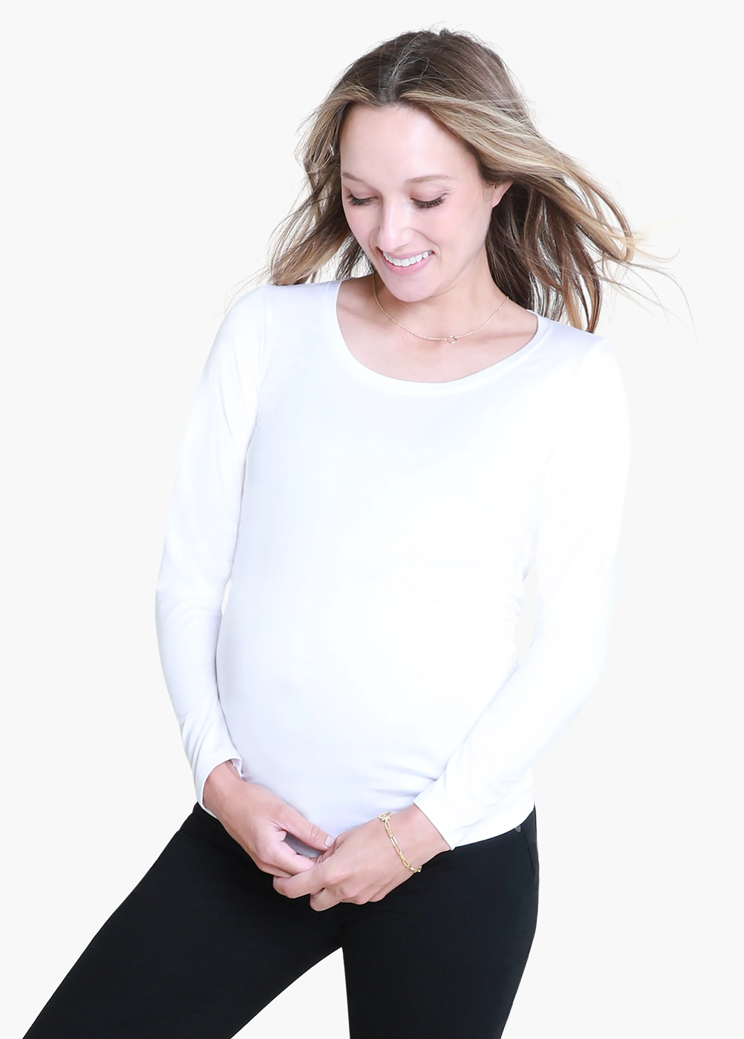 Long Sleeve Scoop Neck Maternity Tee