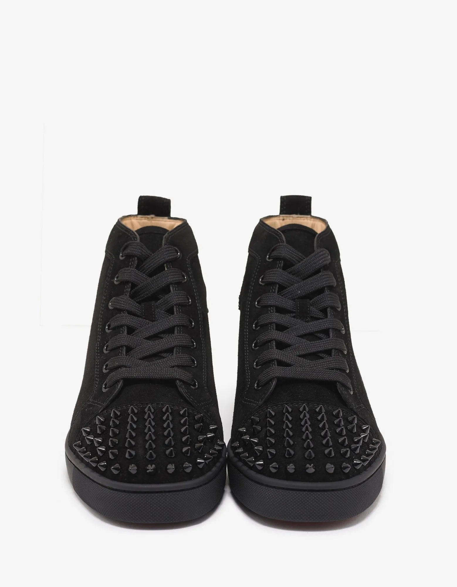 Lou Spikes Flat Black Suede High Top Trainers