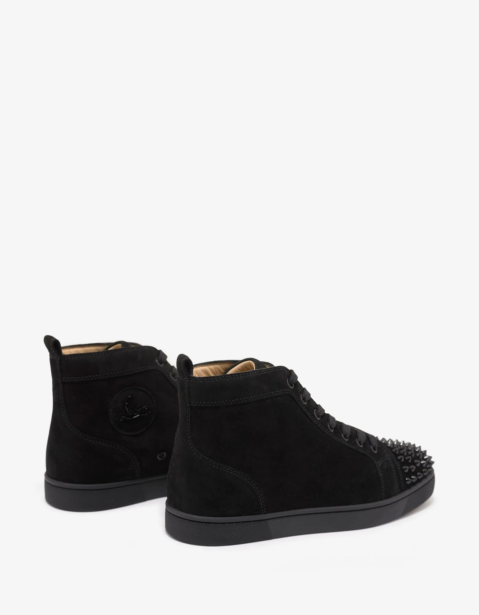 Lou Spikes Flat Black Suede High Top Trainers