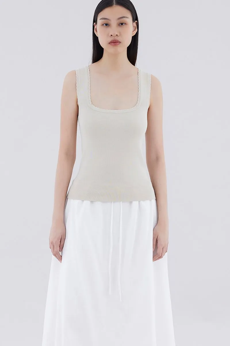 Macey Scallop-Neck Tank Top