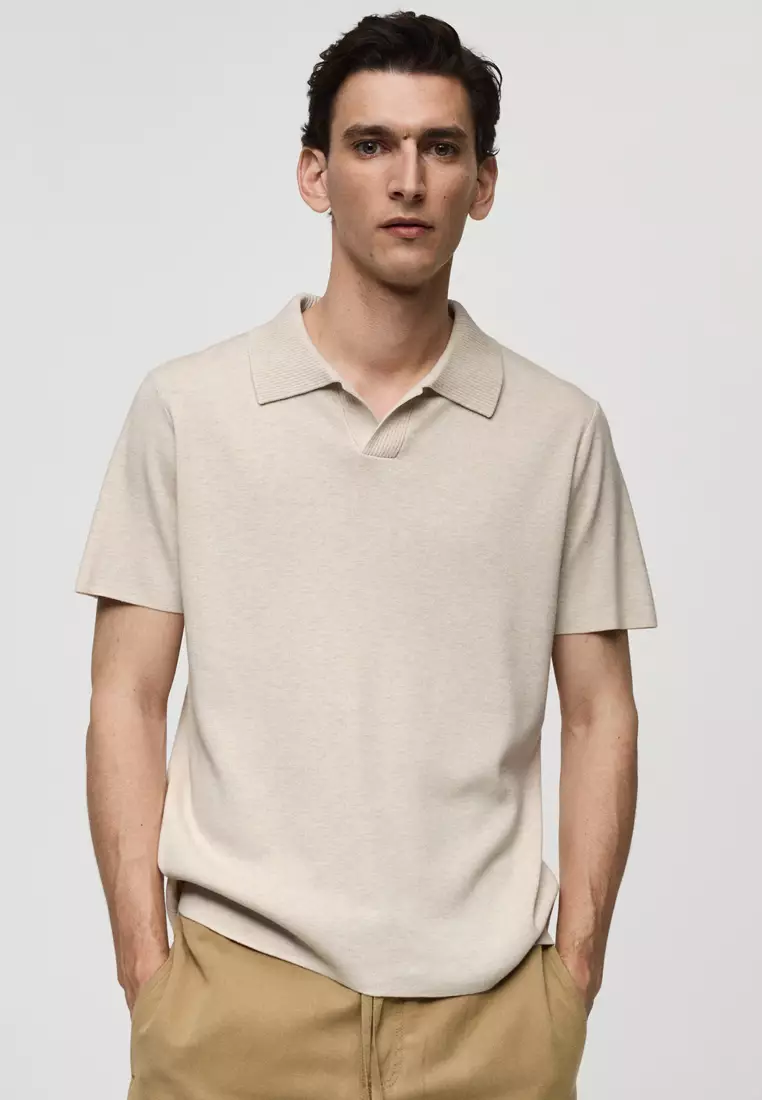 MANGO Man Textured Knit Cotton Polo