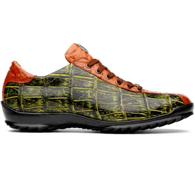 Marco Di Milano Saulo Alligator & Ostrich Sneakers Cognac / Green