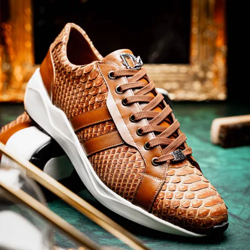 Marco Di Milano Verona Honey Python & Calfskin Sneakers