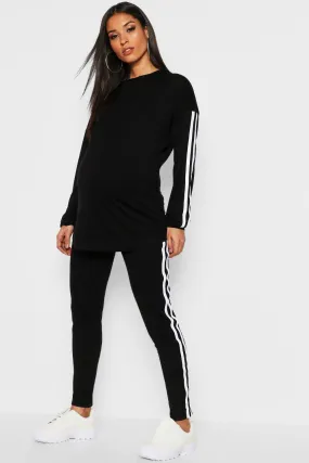 Maternity Contrast Stripe Loungewear Set