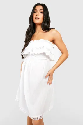 Maternity Crochet Trim Bandeau Beach Dress