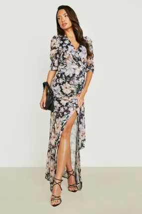 Maternity Occasion Floral Puff Sleeve Maxi