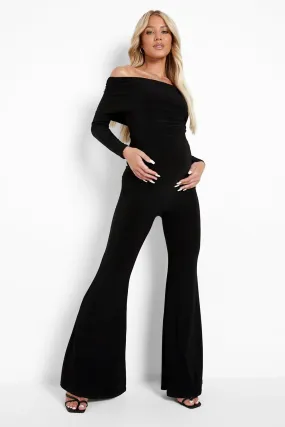 Maternity Off The Shoulder Overlay Jumpsuit