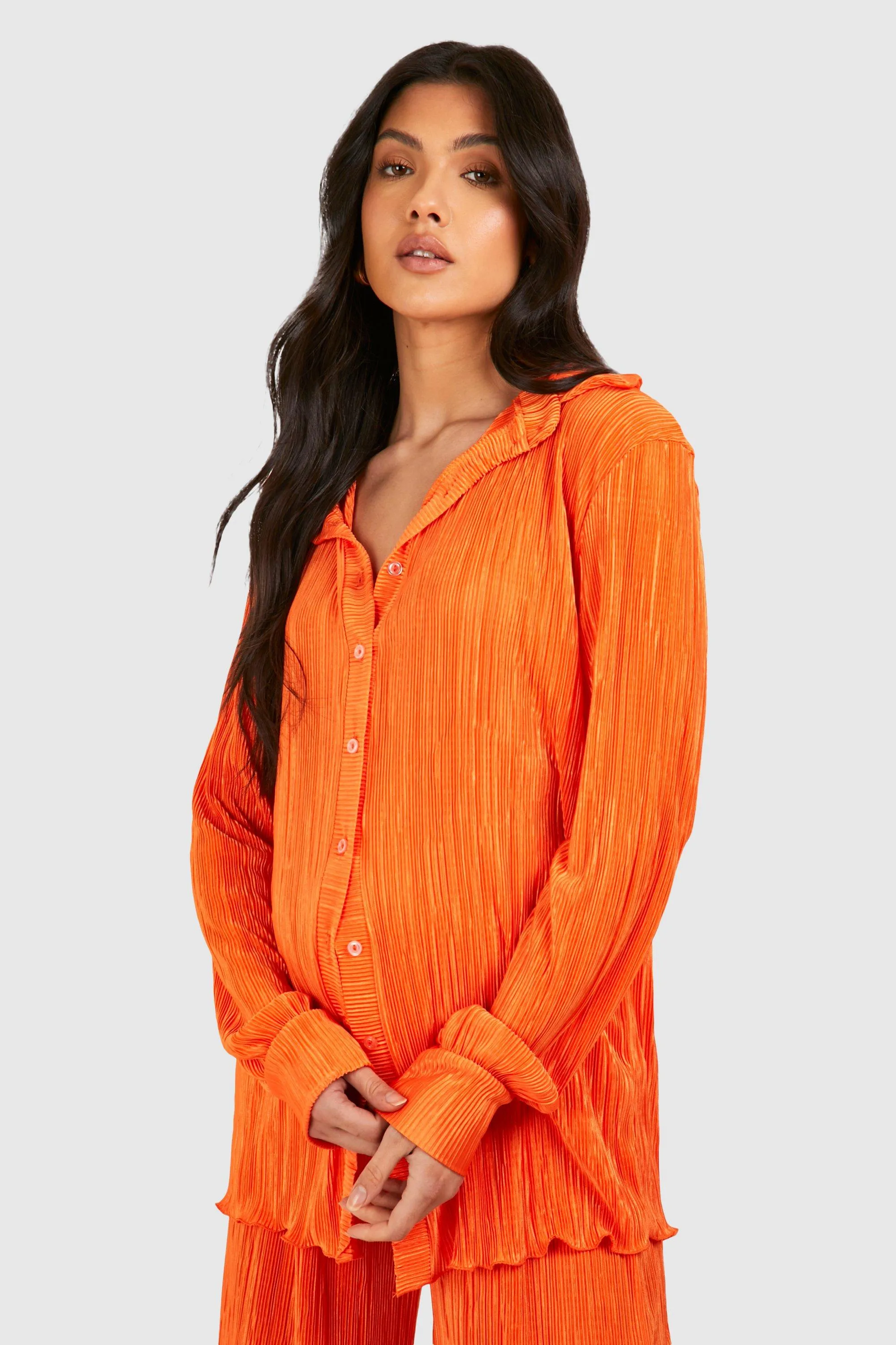 Maternity Oversized Plisse Shirt