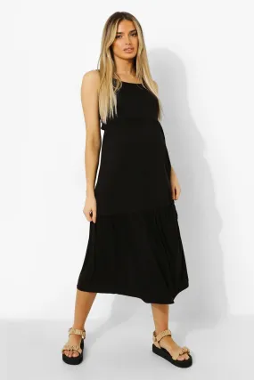 Maternity Tie Back Midi Smock Dress