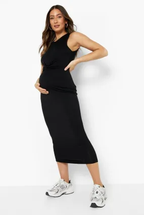 Maternity Twist Front Midi Dress