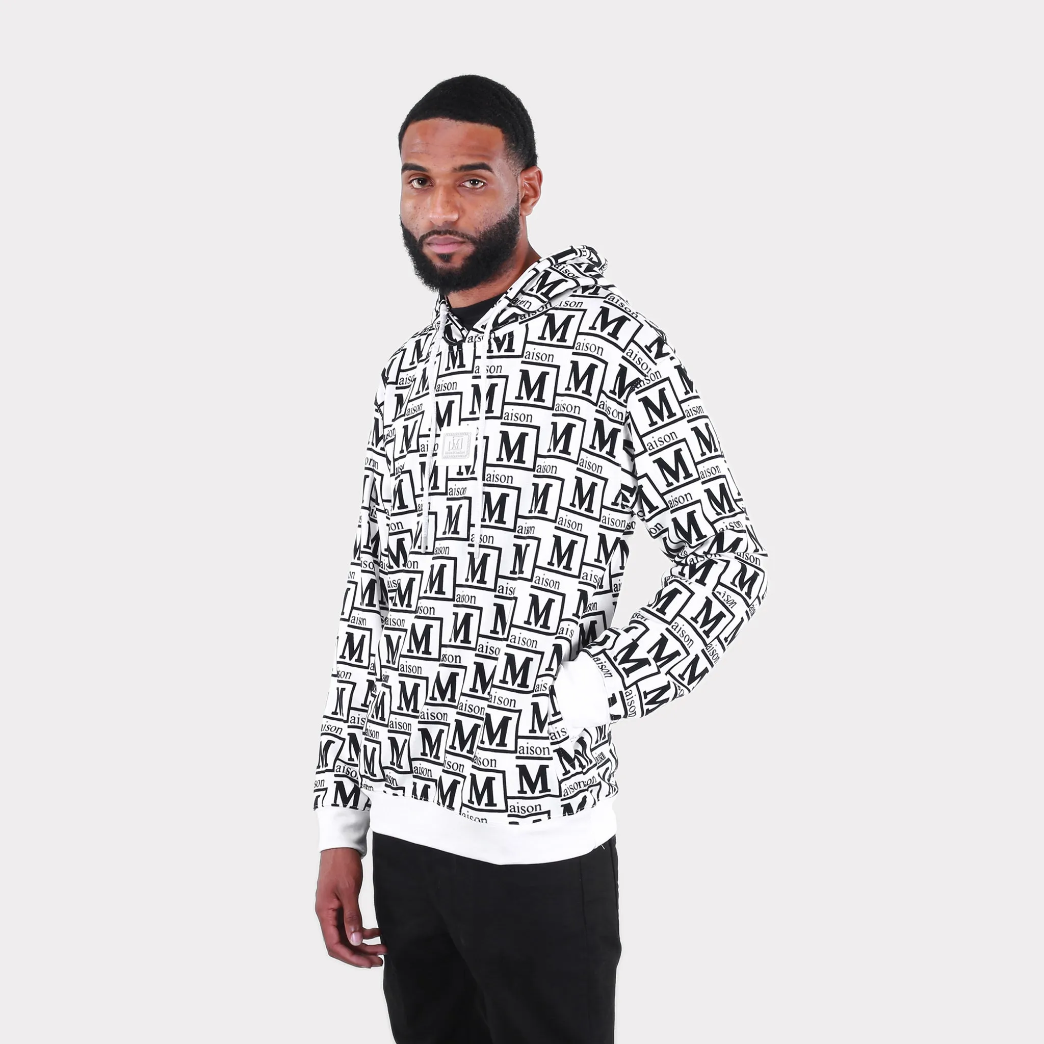 MDB Couture Men's Monogram Woven Hoodie Sweatshirt