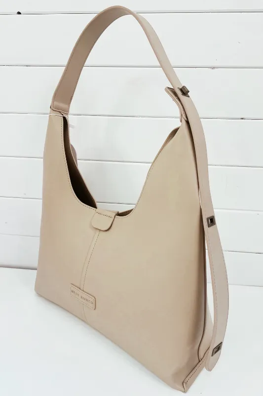 Melie Bianco: Carmen Beige Recycled Vegan Shoulder Bag