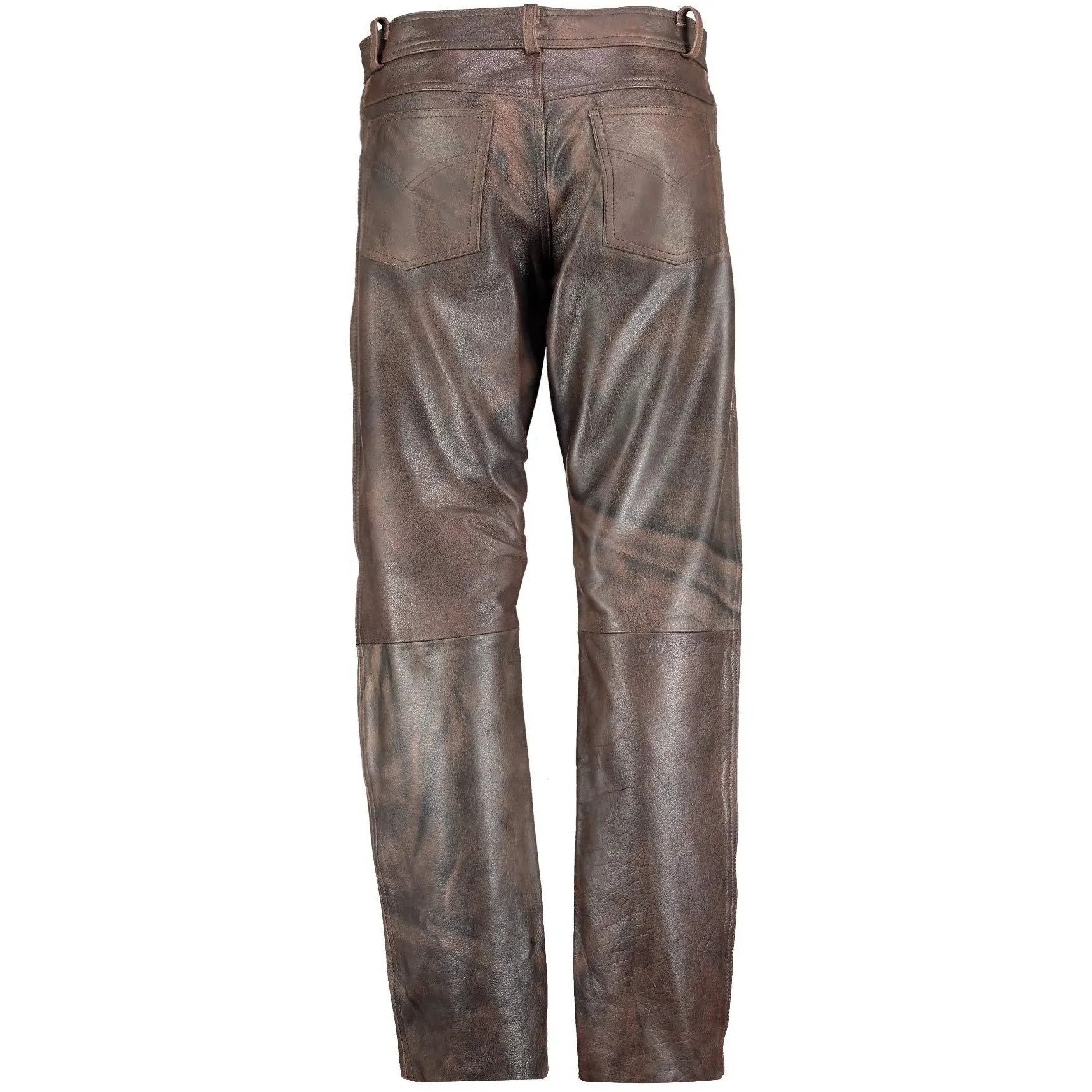 Men's Classic Brown Leather Biker Trousers Motorcycle Pants