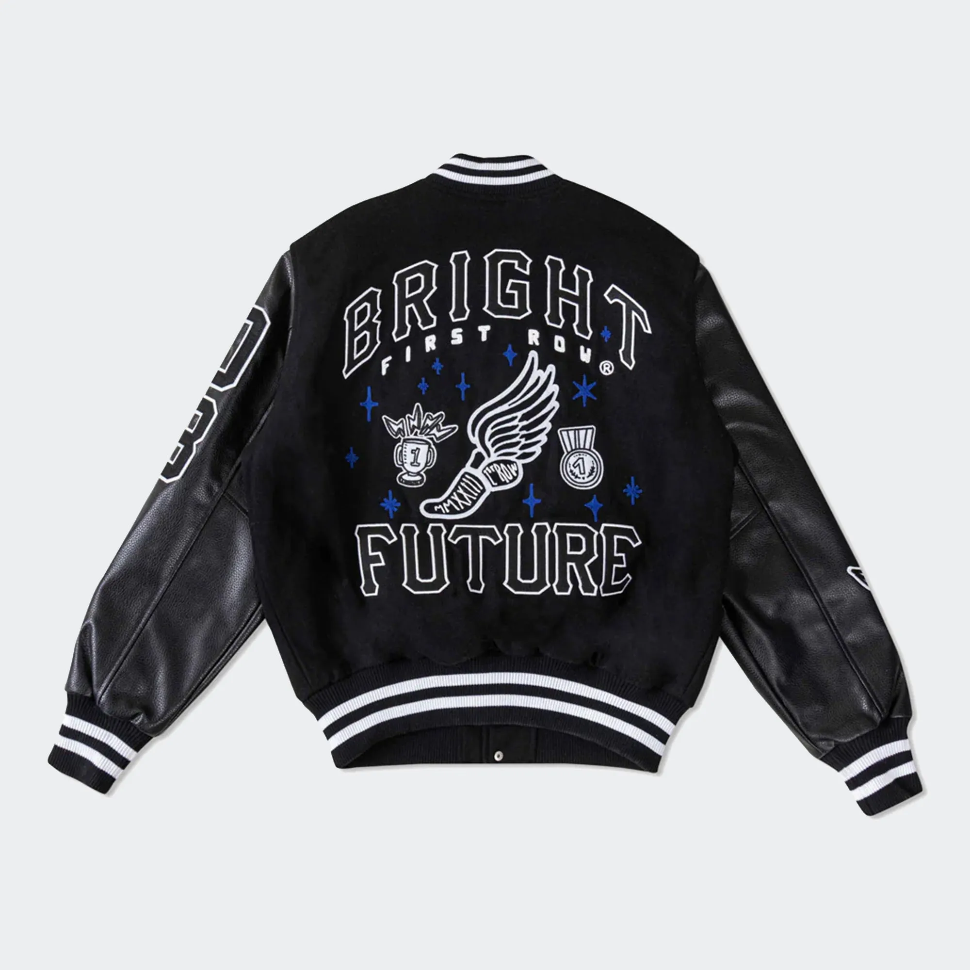 Men's First Row Mono Bright Future Varsity Jacket Black