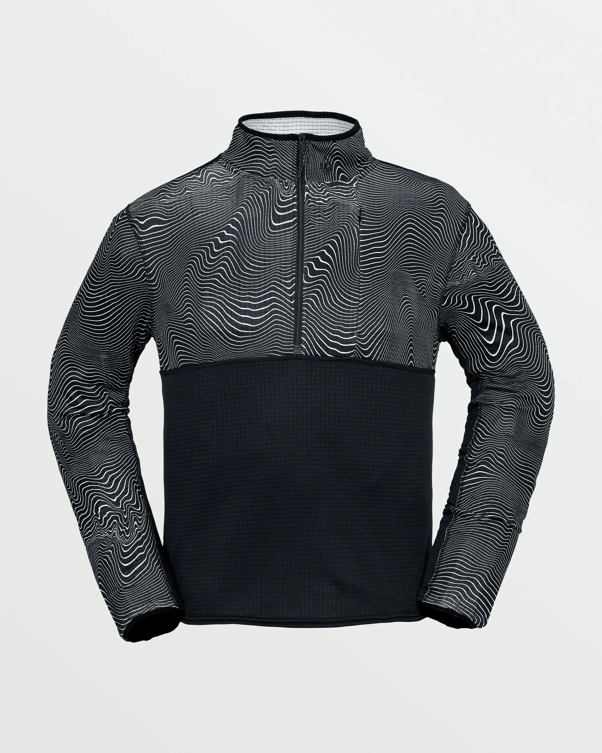 Mens Gridlock Mock Neck Fleece - Black Print