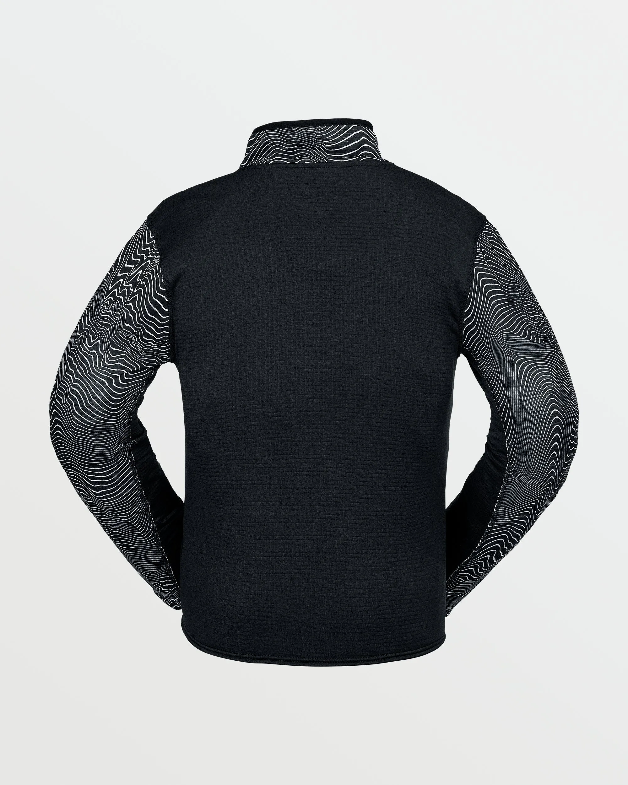 Mens Gridlock Mock Neck Fleece - Black Print