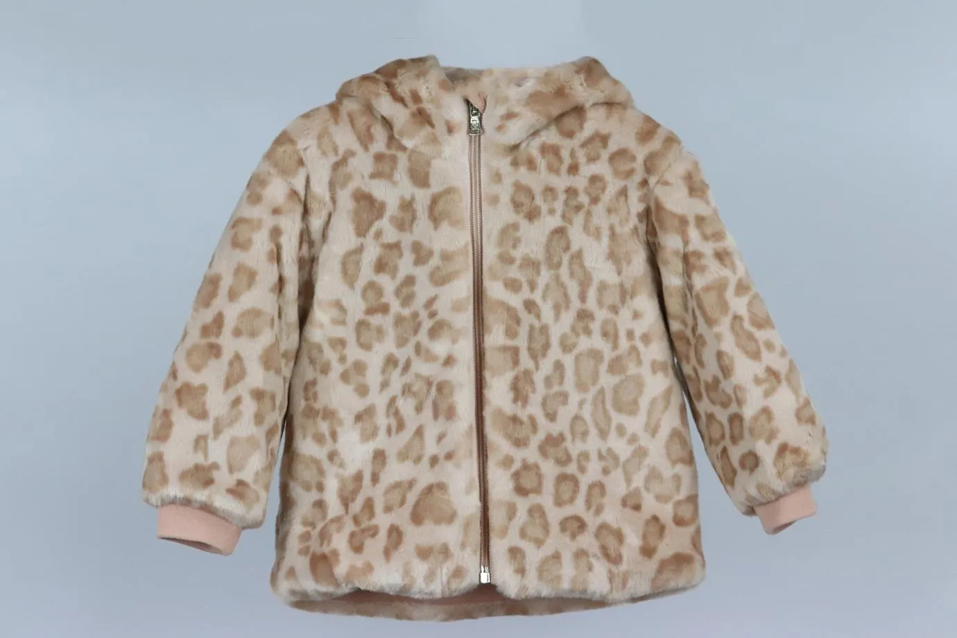 MONCLER BABY GIRLS LEOPARD PRINT FAUX FUR JACKET 18-24 MONTHS