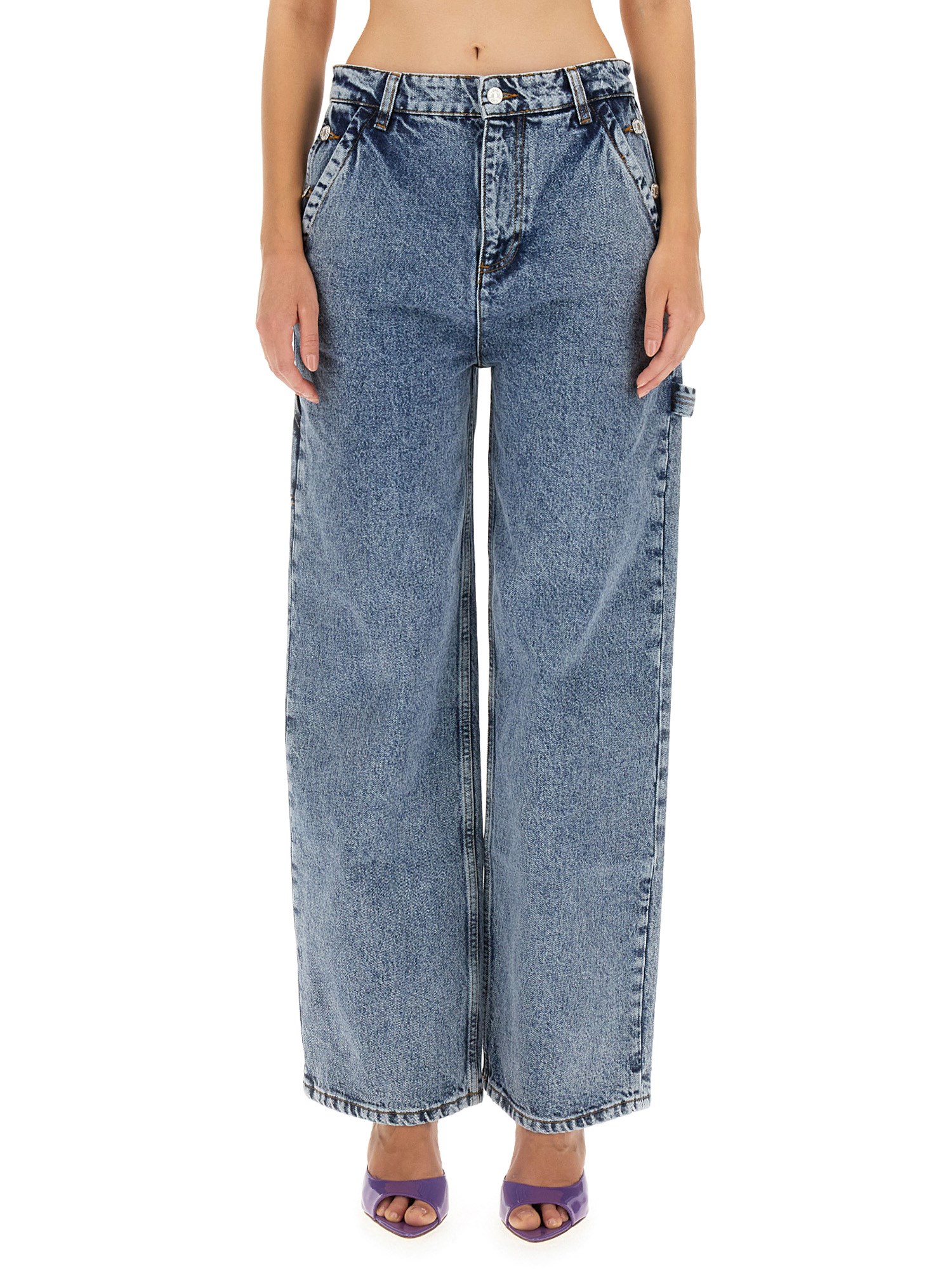 MOSCHINO JEANS    WIDE LEG COTTON DENIM JEANS