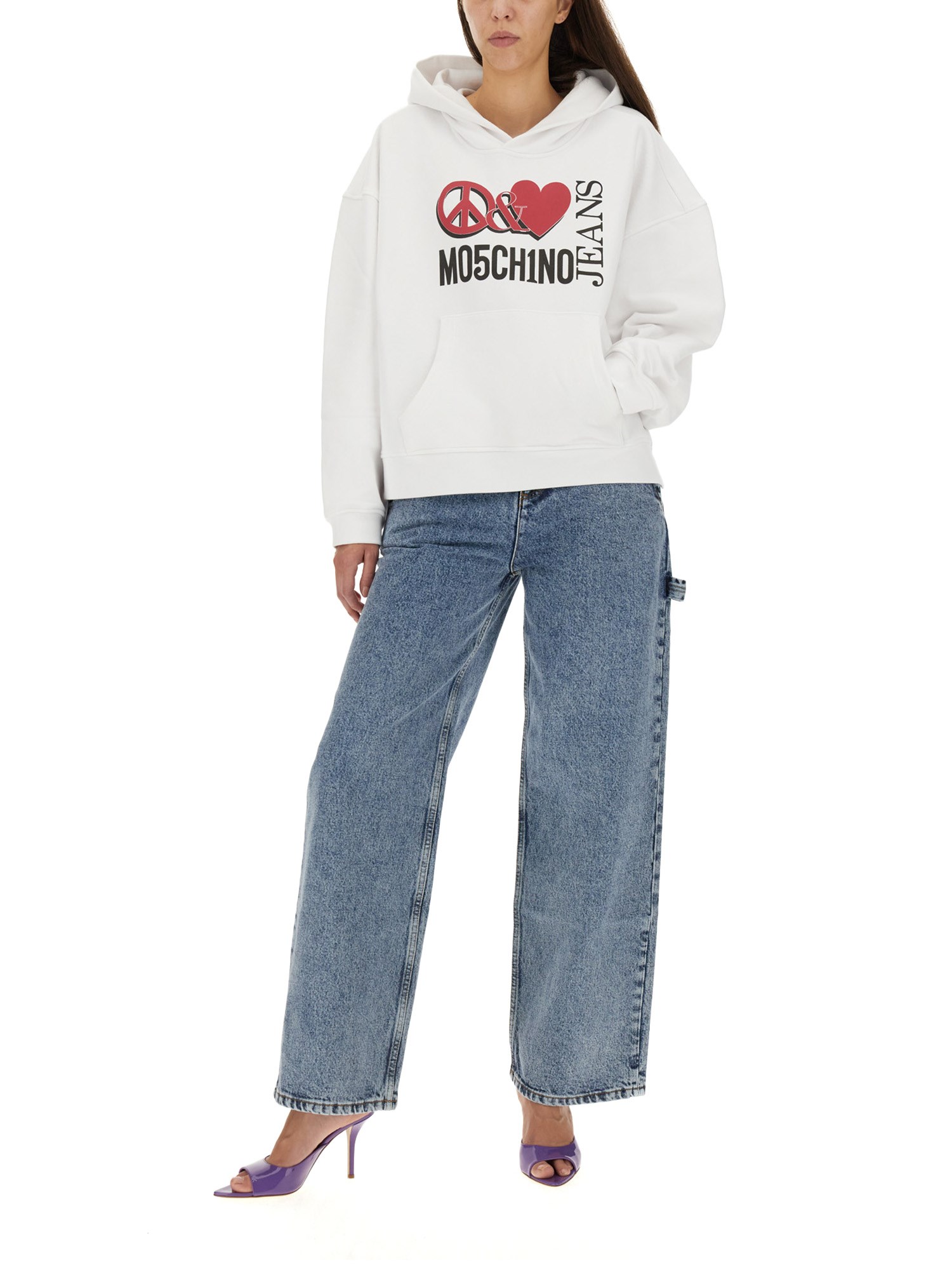 MOSCHINO JEANS    WIDE LEG COTTON DENIM JEANS