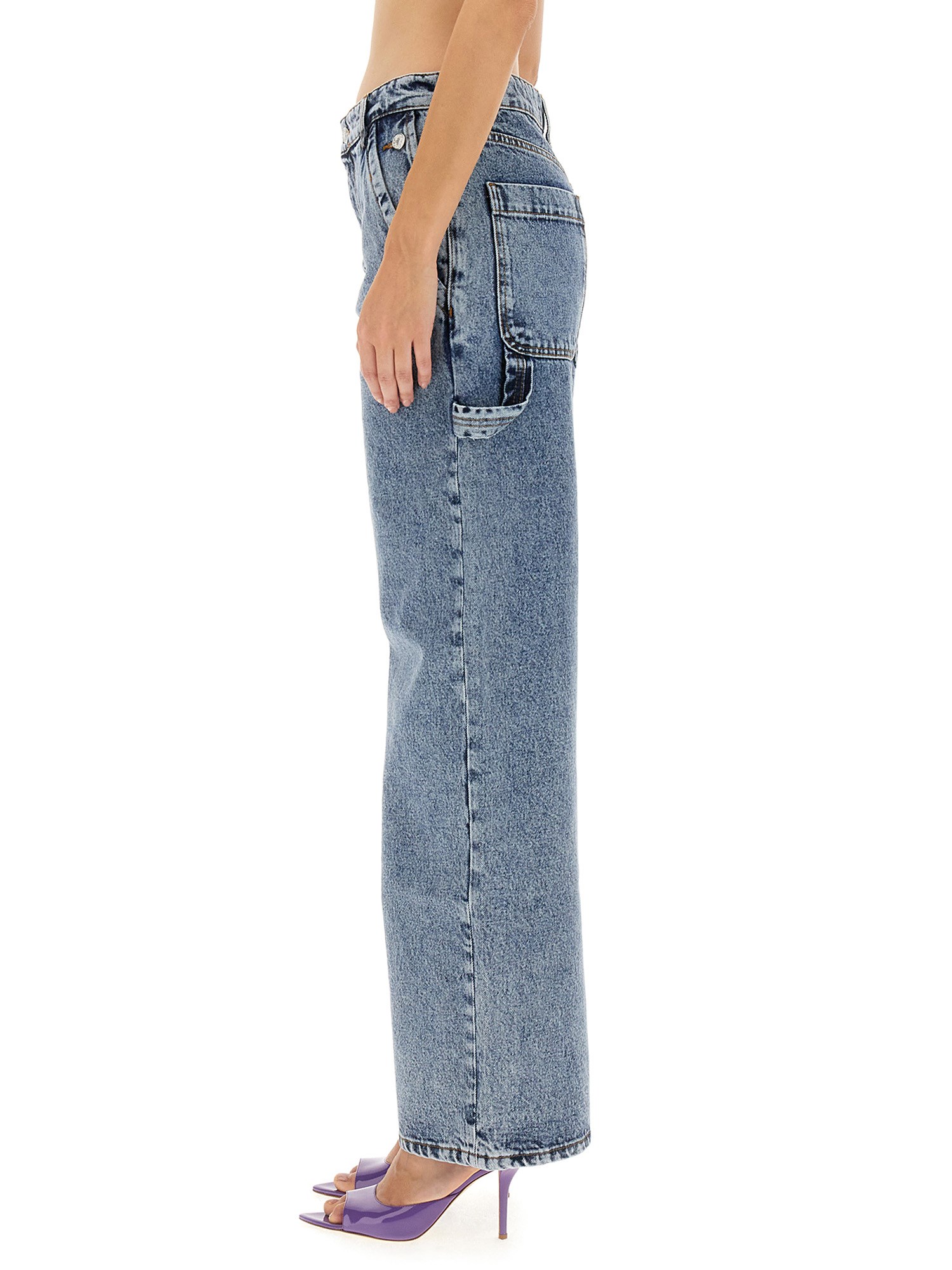 MOSCHINO JEANS    WIDE LEG COTTON DENIM JEANS