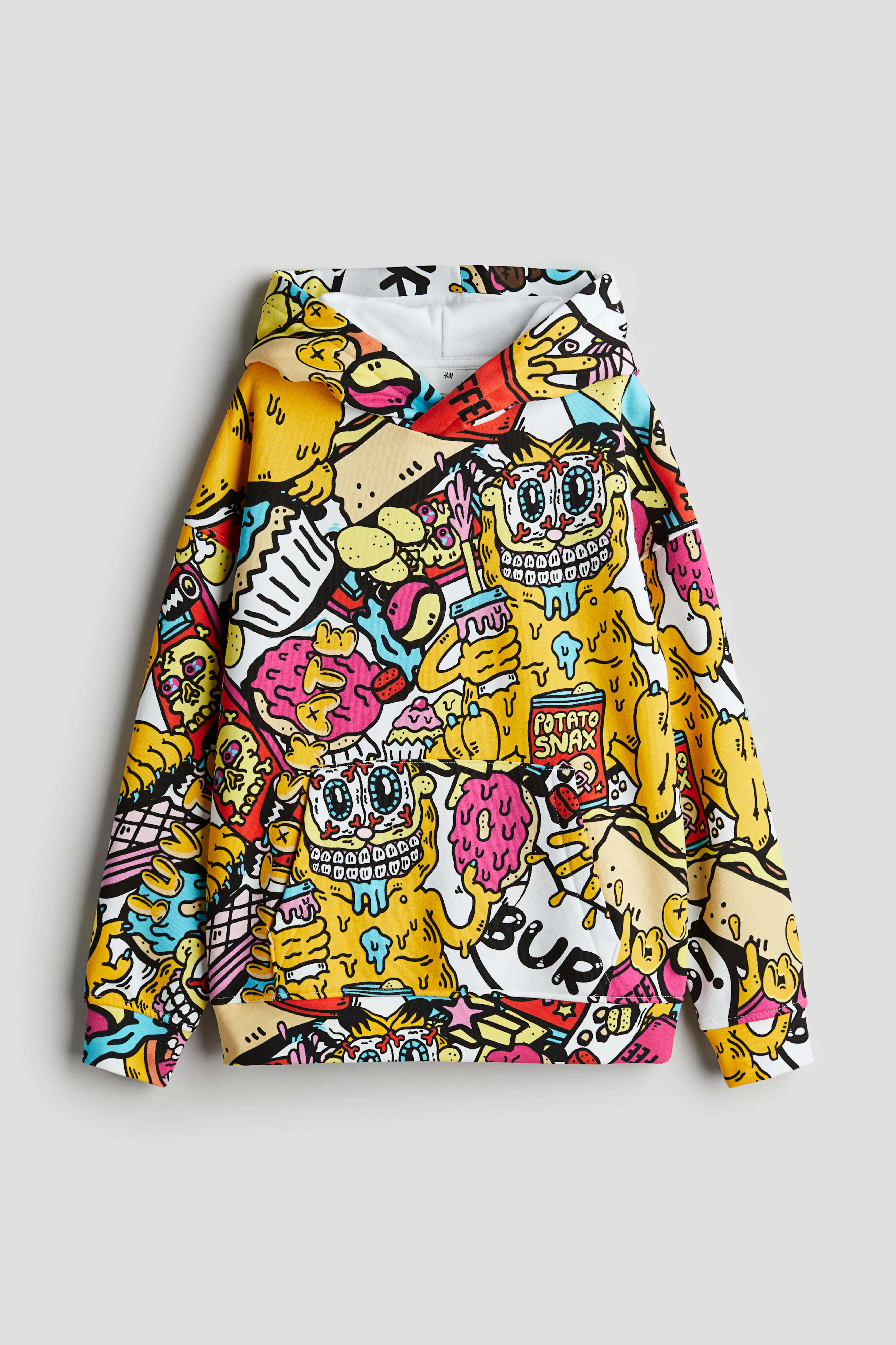 Motif-detail hoodie - Long sleeve - Regular length - White/Garfield - Kids | H&M GB