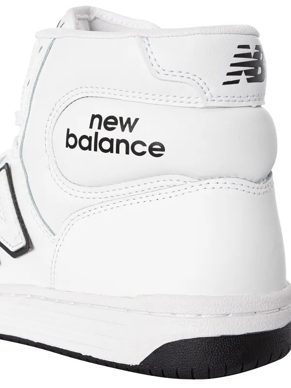 New Balance 480 High Leather Trainers - White/Navy