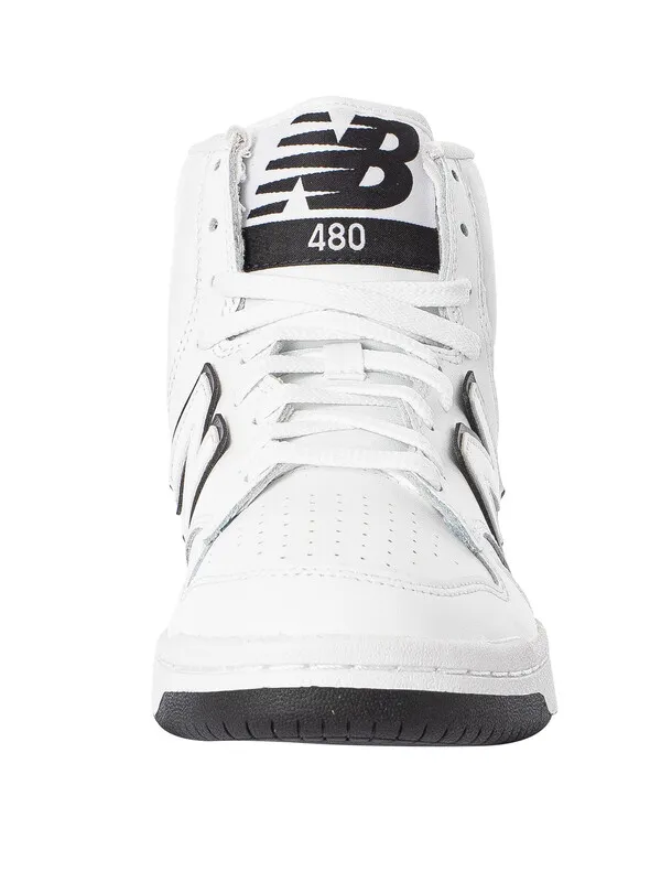 New Balance 480 High Leather Trainers - White/Navy