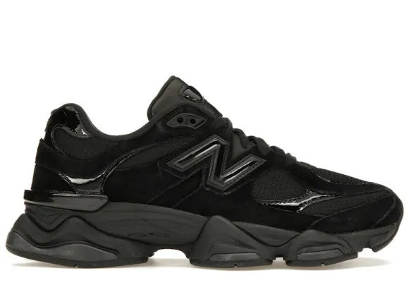 New Balance 9060 Triple Black Suede Patent