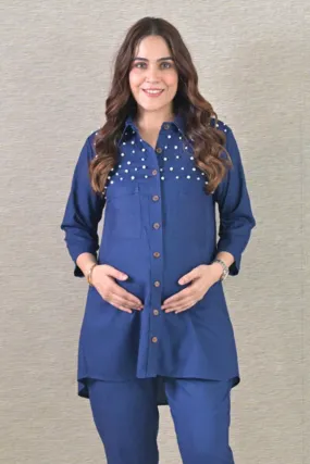 Pearl Denim Maternity & Nursing Top (100% Cotton)