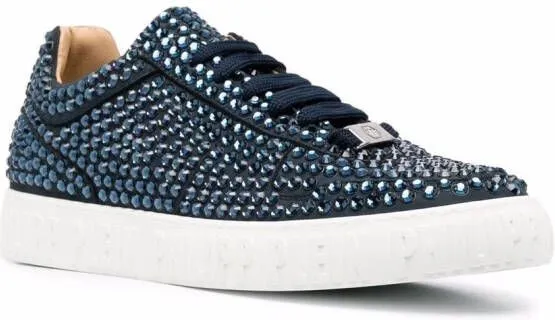 Philipp Plein rhinestone lace-up sneakers Blue