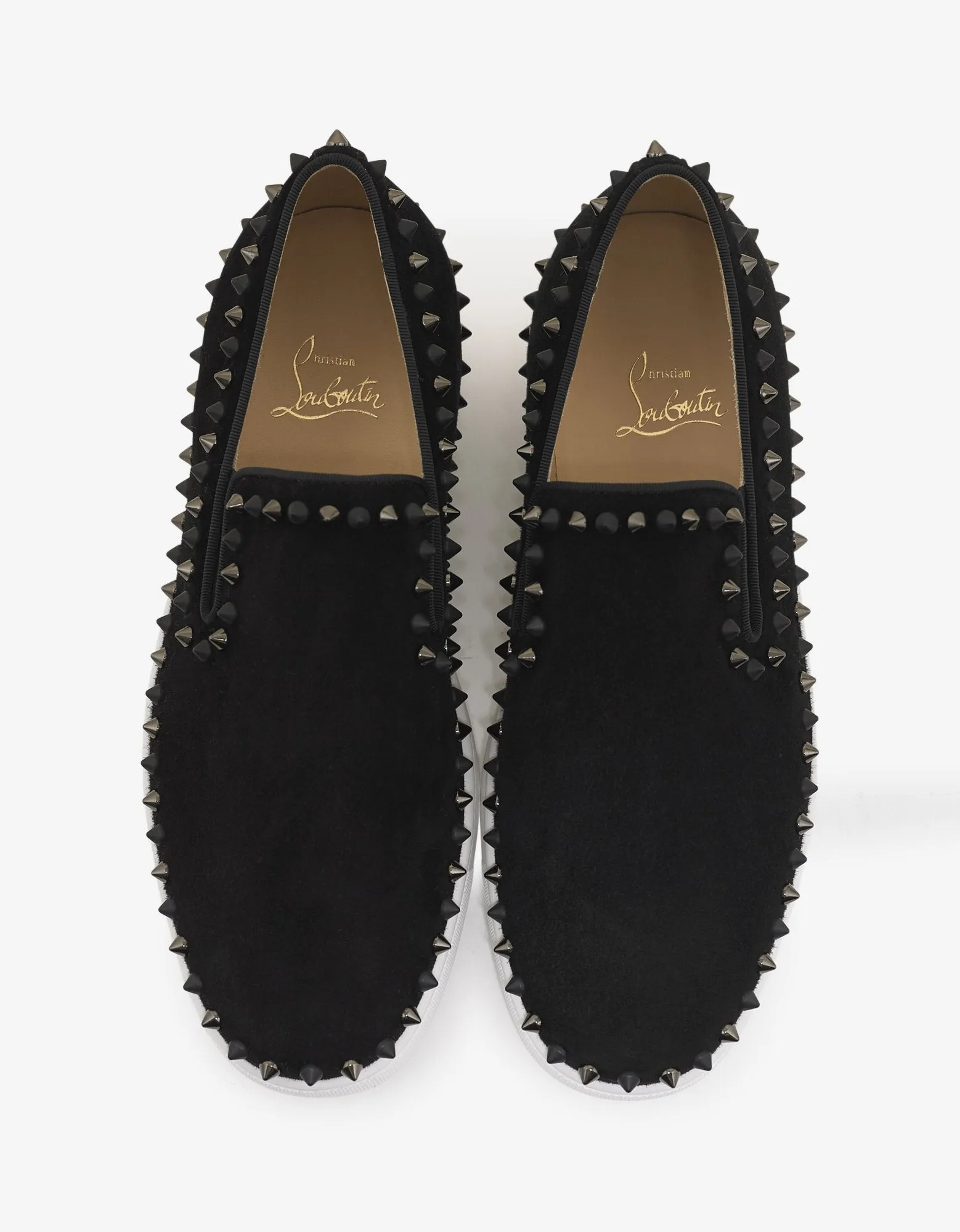 Pik Boat Flat Black Suede Mix Spikes Trainers