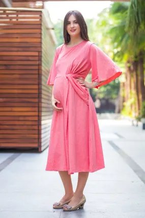 Pink blush Side Knot Maternity Dress