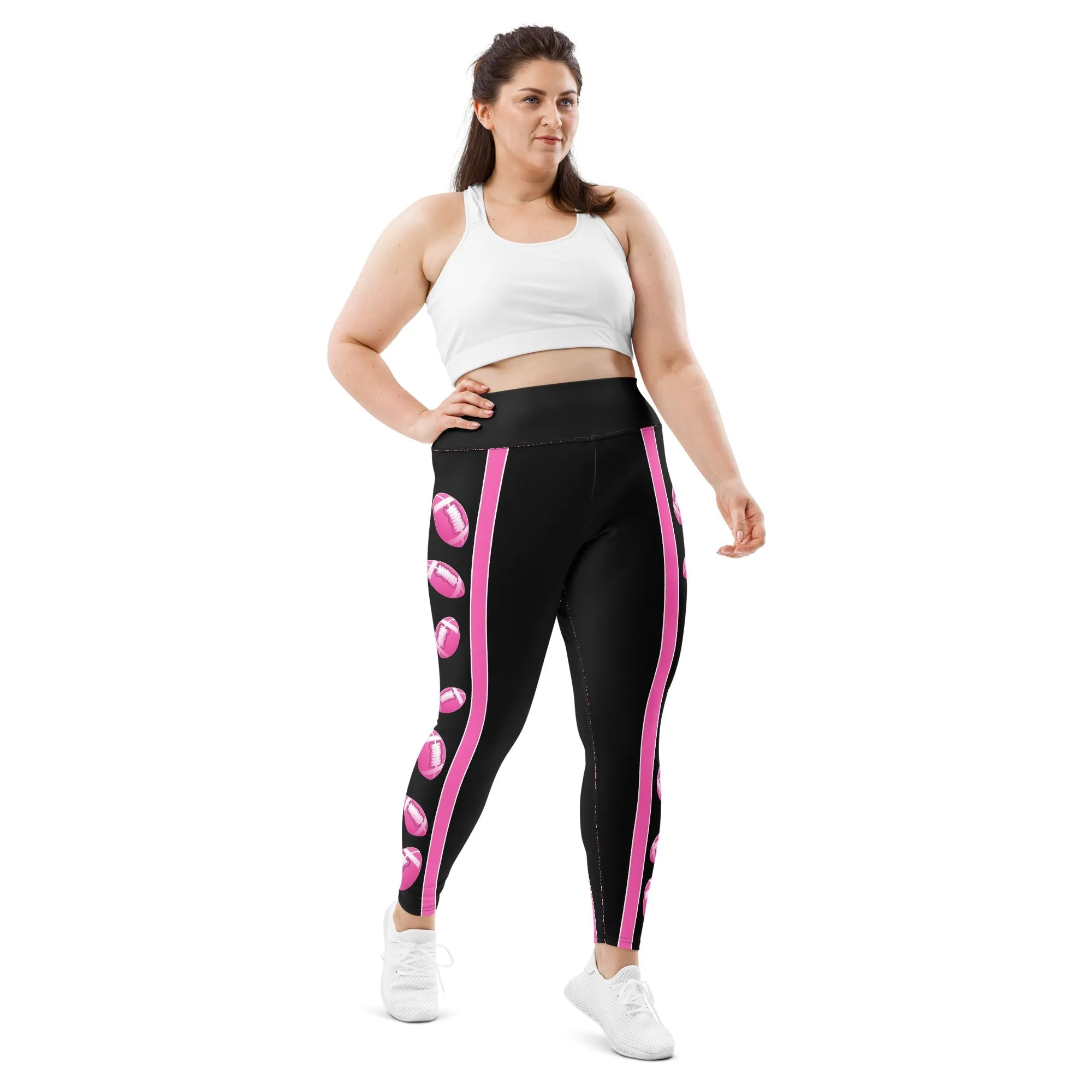 Pink Football Plus Size Leggings