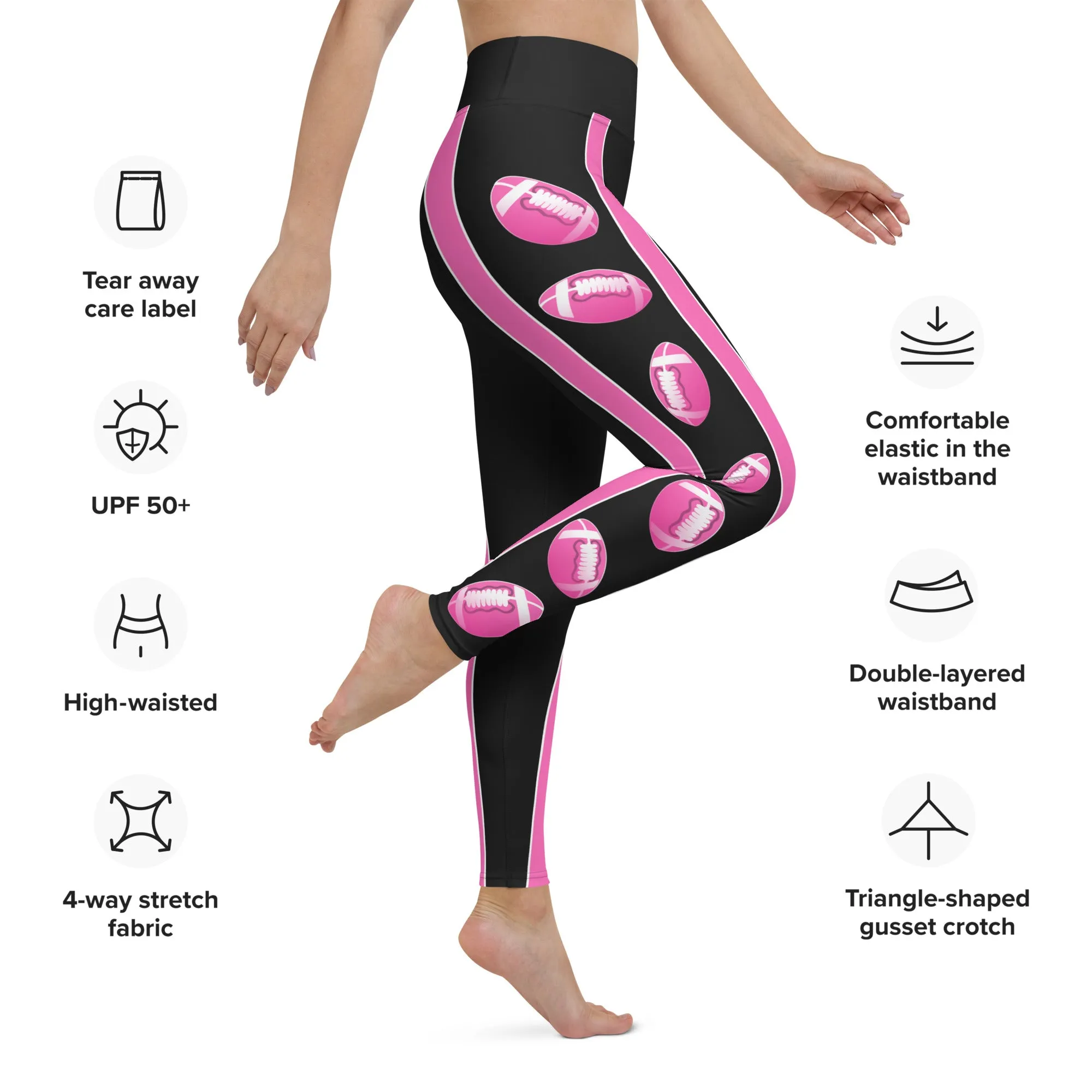 Pink Football Yoga Leggings