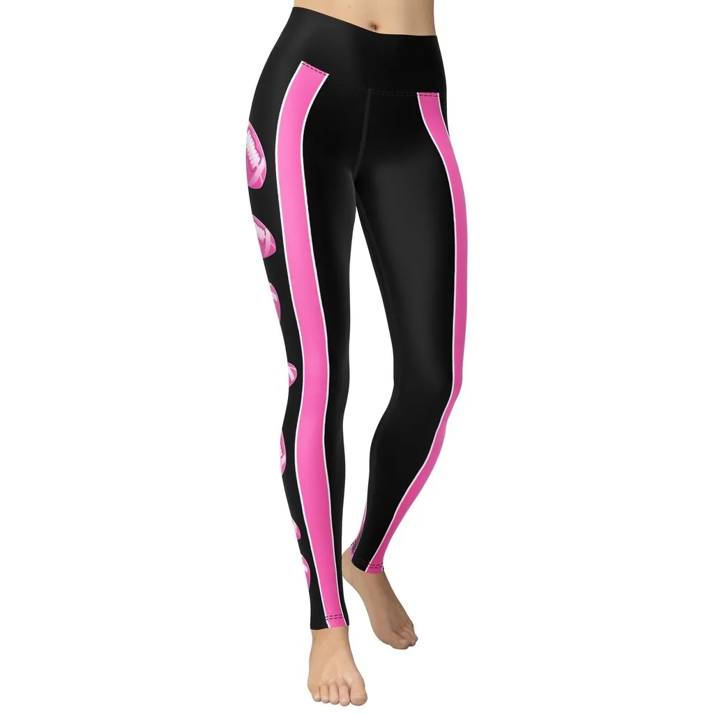 Pink Football Yoga Leggings