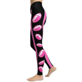 Pink Football Yoga Leggings